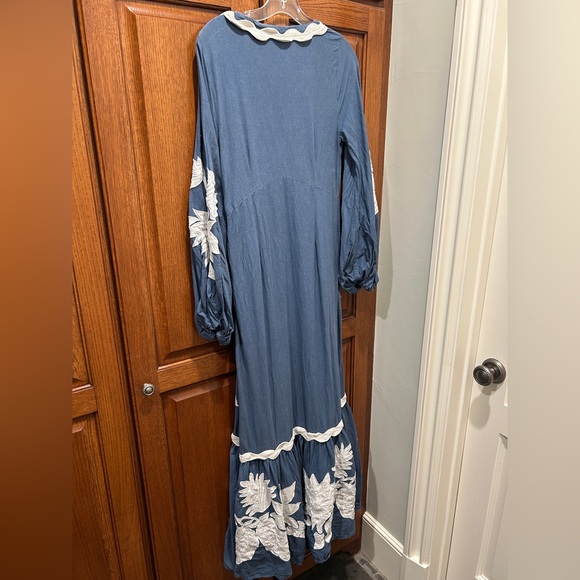 Farm Rio Anthropologie Embroidered Long-Sleeve Dress - Picture 3 of 4